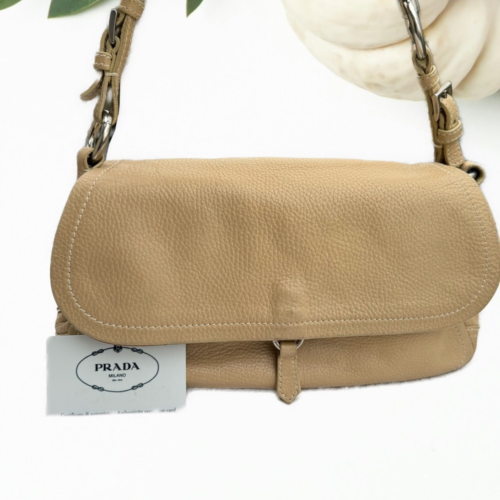 π―% Authentic Vintage Prada Small Shoulder Bag Nude w COA - Picture 3 of 16
